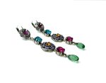 Earrings By Mariana Woman Beautiful Dangling Fuchsia and Amethyst Swarovski Crystals - Image 3