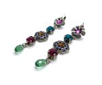Earrings By Mariana Woman Beautiful Dangling Fuchsia and Amethyst Swarovski Crystals - Image 2