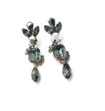Mariana Earrings Elegant Chandelier Black Diamond & Jet Hematite Crystal Swarovski Nostalgia Coll. - Image 2