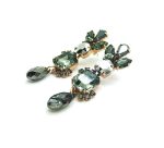 Mariana Earrings Elegant Chandelier Black Diamond & Jet Hematite Crystal Swarovski Nostalgia Coll.