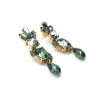 Mariana Earrings Elegant Chandelier Black Diamond & Jet Hematite Crystal Swarovski Nostalgia Coll. - Image 3