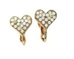 Mariana Earrings Elegant Heart Shape Pearl, White Opal & Pink Opal Austrian Crystals Tiara Day Icons Coll.