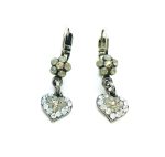 Earrings By Mariana Woman Flower and Heart Shape Clear and Champagne Swarovski Crystals