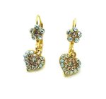 Mariana Earrings Brilliant Floral Heart Shape Beaded Moonlight & Amber Austrian Crystals Moondance Songbook Coll. - Image 2