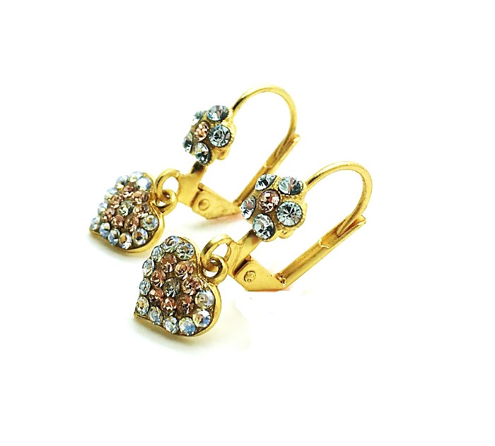 E-1322-4-MOL361-MY1 (5) Mariana Earrings Brilliant Floral Heart Shape Beaded Moonlight & Amber Austrian Crystals Moondance Songbook Coll. - Image 1