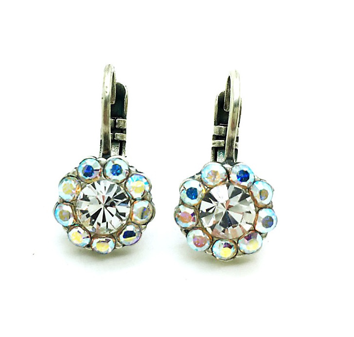E-1379-001-SP6 (2) Mariana Earrings Cute Glitzy Flower Shape Clear & AB Austrian Crystals On A Clear Day Africa Coll. - Image 1
