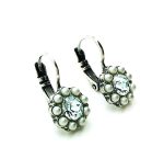 Earrings By Mariana Woman Glitzy Flower Pearl and Azore Swarovski Crystals - Image 3