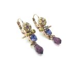 Mariana Earrings Finely Detailed Oriental Dorado, Sapphire & Amethyst Swarovski Crystals My Treasures Coll. - Image 3