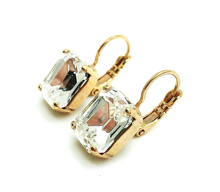 E-1421-1-001-RG6 (2) Earrings By Mariana Woman Timeless Square Shape Clear Swarovski Crystals - Image 1
