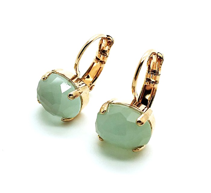 E-1462-3-M62-RG6 (1) Earrings By Mariana Woman Adorable Faceted Green Quartz Mineral - Image 1
