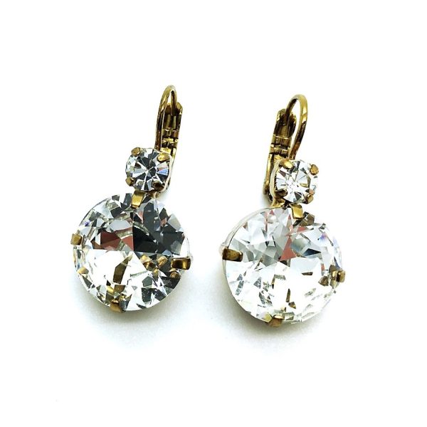 Mariana Earrings Large Round Shape Clear Austrian Crystals English Gold On A Clear Day Inspiration Coll.