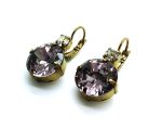 Earrings By Mariana Woman Round Amethyst and Clear Swarovski Crystals
