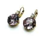 Earrings By Mariana Woman Round Amethyst and Clear Swarovski Crystals - Image 3