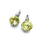 Mariana Earrings Beautiful Round Clear & Light Olive Green Silver Swarovski Crystals My Treasures Coll. - Image 3
