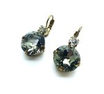 Earrings By Mariana Woman Elegant Round Black Diamond and Clear Swarovski Crystals