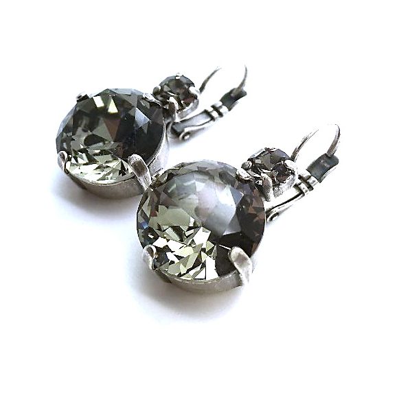 Earrings By Mariana Woman Beautiful Silver Plated Black Diamond Swarovski Crystals