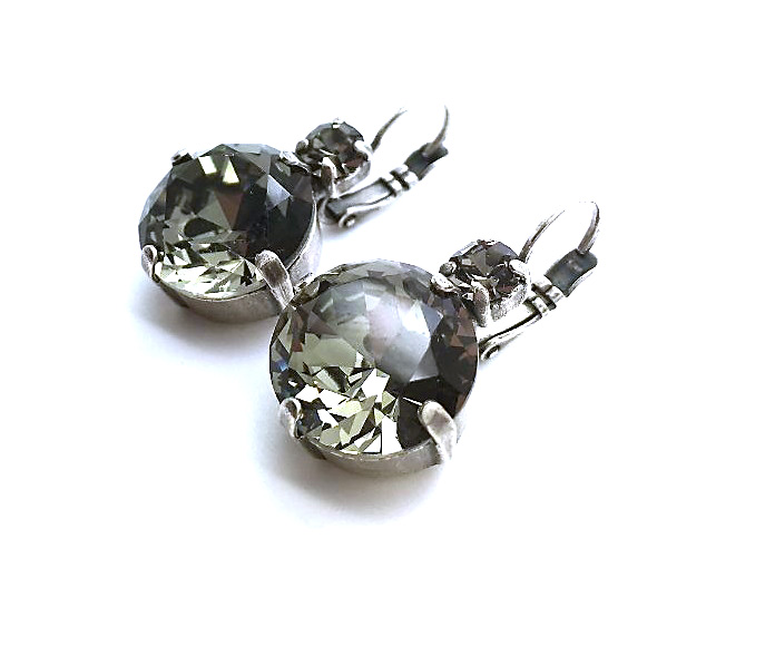 E-1506-215215-SP6 (3) Earrings By Mariana Woman Beautiful Silver Plated Black Diamond Swarovski Crystals - Image 1