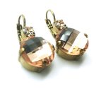 Earrings By Mariana Woman Shimmering Peach and Faceted Brown Swarovski Crystals - Image 3