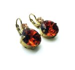Earrings By Mariana Woman Alluring Round Topaz and Rose Peach Swarovski Crystals - Image 3