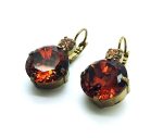 Earrings By Mariana Woman Alluring Round Topaz and Rose Peach Swarovski Crystals - Image 2