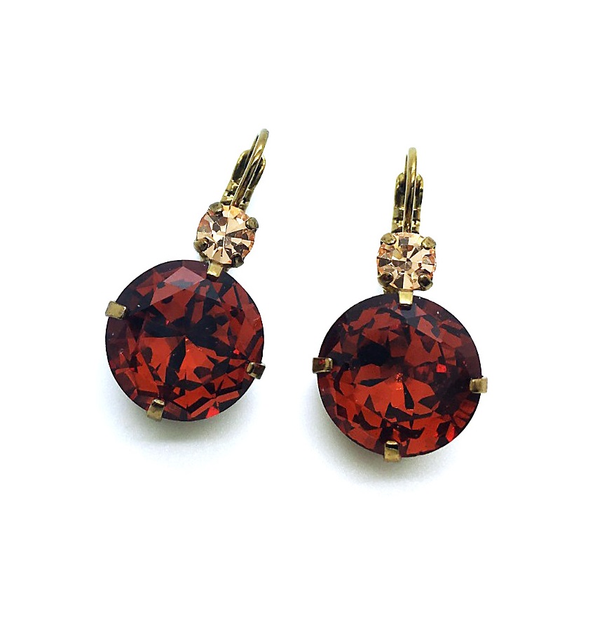 E-1506-362203-EG6 (3) Earrings By Mariana Woman Alluring Round Topaz and Rose Peach Swarovski Crystals - Image 1