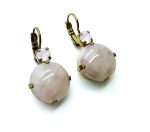 Mariana Earrings Lovely Round Rose Quartz Mineral & White Opal Austrian Crystal My Treasures Coll. - Image 3