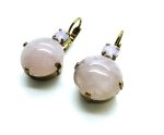 Mariana Earrings Lovely Round Rose Quartz Mineral & White Opal Austrian Crystal My Treasures Coll. - Image 2