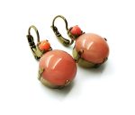 Earrings By Mariana Woman Classy Round Dolomite Coral Mineral - EG - Image 3