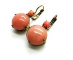 Earrings By Mariana Woman Classy Round Dolomite Coral Mineral - EG - Image 2