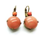 Earrings By Mariana Woman Classy Round Dolomite Coral Mineral - EG