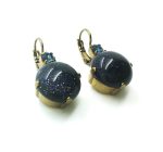 Mariana Earrings Alluring Round Blue Gold Stone Mineral & Sapphire Swarovski Crystal My Treasures Coll. - Image 2
