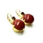 Earrings By Mariana Woman Red Jasper Mineral and Topaz Swarovski Crystals - Image 3