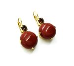 Earrings By Mariana Woman Red Jasper Mineral and Topaz Swarovski Crystals - Image 2
