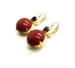 Earrings By Mariana Woman Red Jasper Mineral and Topaz Swarovski Crystals