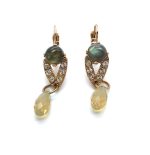 Mariana Earrings Green Aventurine & Clear and Sand Opal Austrian Crystals Luxury Nirvana Coll. - Image 2