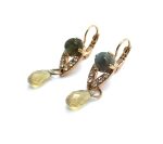 Mariana Earrings Green Aventurine & Clear and Sand Opal Austrian Crystals Luxury Nirvana Coll.