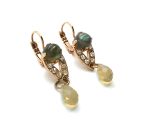 Mariana Earrings Green Aventurine & Clear and Sand Opal Austrian Crystals Luxury Nirvana Coll. - Image 3