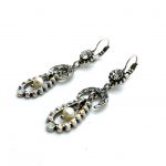 Earrings By Mariana Woman Glamorous Chandelier Pearl and White Opal Swarovski Crystals - Image 2