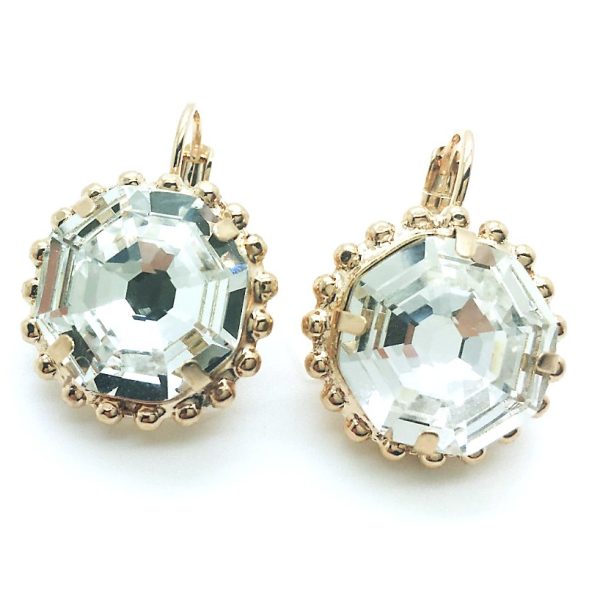 Earrings By Mariana Woman Precious Floral Octagon Shape Clear Swarovski Crystals