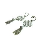 Mariana Earrings Symbolic Rhodium Plated "Good Luck"  Braided Chinese Knot Tassel My Treasures Coll. - Image 3