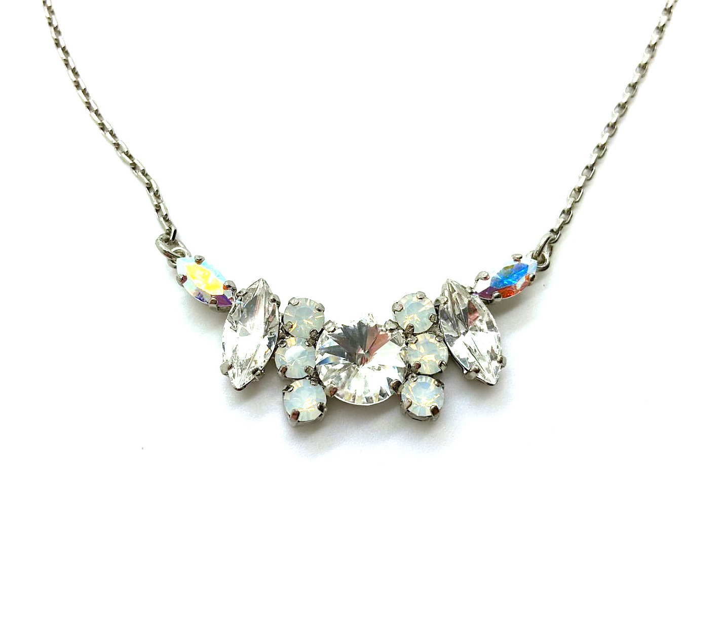 N-3020-1-001-RO (3) Necklace By Mariana Woman Chandelier Marquise Clear and White Opal Swarovski Crystals - Image 1