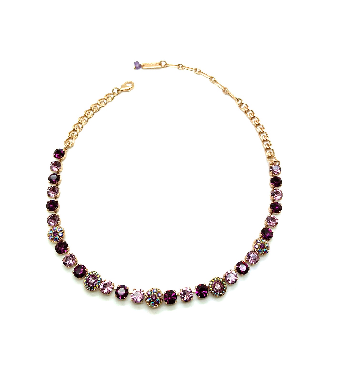 N-3044-1-204212-RG (1) Mariana Necklace Beautiful Round & Flower Beaded Amethyst & AB Austrian Crystals My Treasures Coll. - Image 1