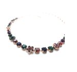 Mariana Necklace Colorful Flower Shape Amethyst, Emerald & Siam Crystal Swarovski Carnival East Meets West Coll. - Image 2