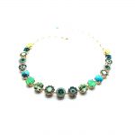 Mariana Necklace  Turquoise Mineral & Peridot, Jonquil, Chrysolite Opal, Blue Zircon and Pacific Opal Austrian Crystals Congo Africa Coll.