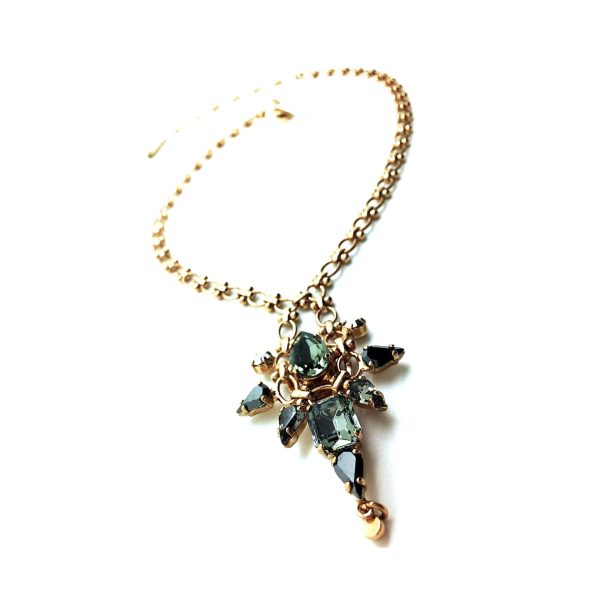Mariana Necklace Finely Detailed Black Diamond Crystal Swarovski Nostalgia Coll.