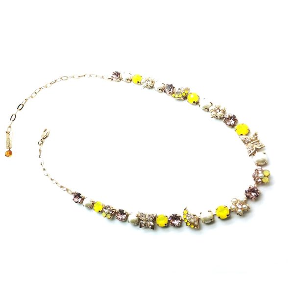 Necklace By Mariana Woman Butterfly Beaded Pearl Mineral and Light Sapphire Swarovski Crystals