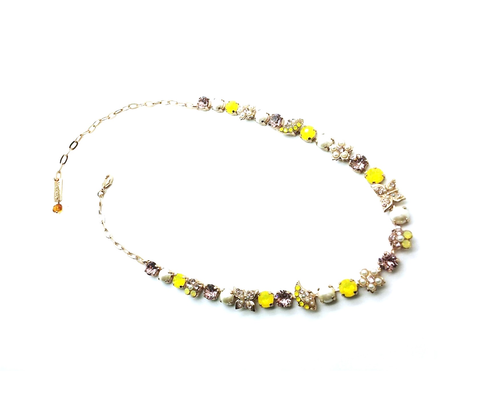 N-3414-2-M48211-RG (3) Necklace By Mariana Woman Butterfly Beaded Pearl Mineral and Light Sapphire Swarovski Crystals - Image 1