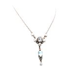 Mariana Necklace Sophisticated Chandelier Pearl Mineral with White Opal & Clear Crystal Swarovski My Treasures Coll. - Image 3