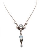 Mariana Necklace Sophisticated Chandelier Pearl Mineral with White Opal & Clear Crystal Swarovski My Treasures Coll. - Image 2