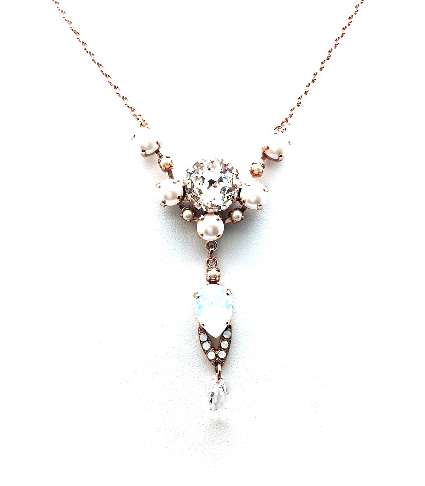 N-3526 M48234 RG (7) Mariana Necklace Sophisticated Chandelier Pearl Mineral with White Opal & Clear Crystal Swarovski My Treasures Coll. - Image 1